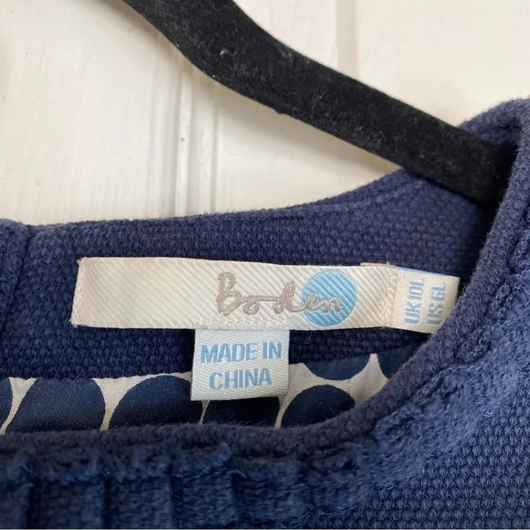 BODEN Summer Pique Ponte Sheath Dress Navy Blue Textured Cap Sleeve Size 6L - Picture 4 of 7